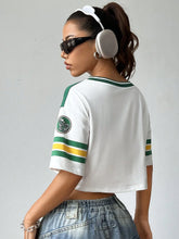 Color-Block Short Ribbed Sporty T-Shirt